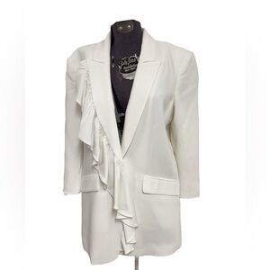 Cinq à Sept White Ruffled Blazer